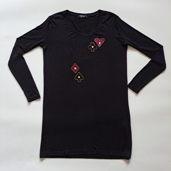 VDP Women's Italian Poker Black Dress with Crystals Size 42 / S - Picture 8 of 12